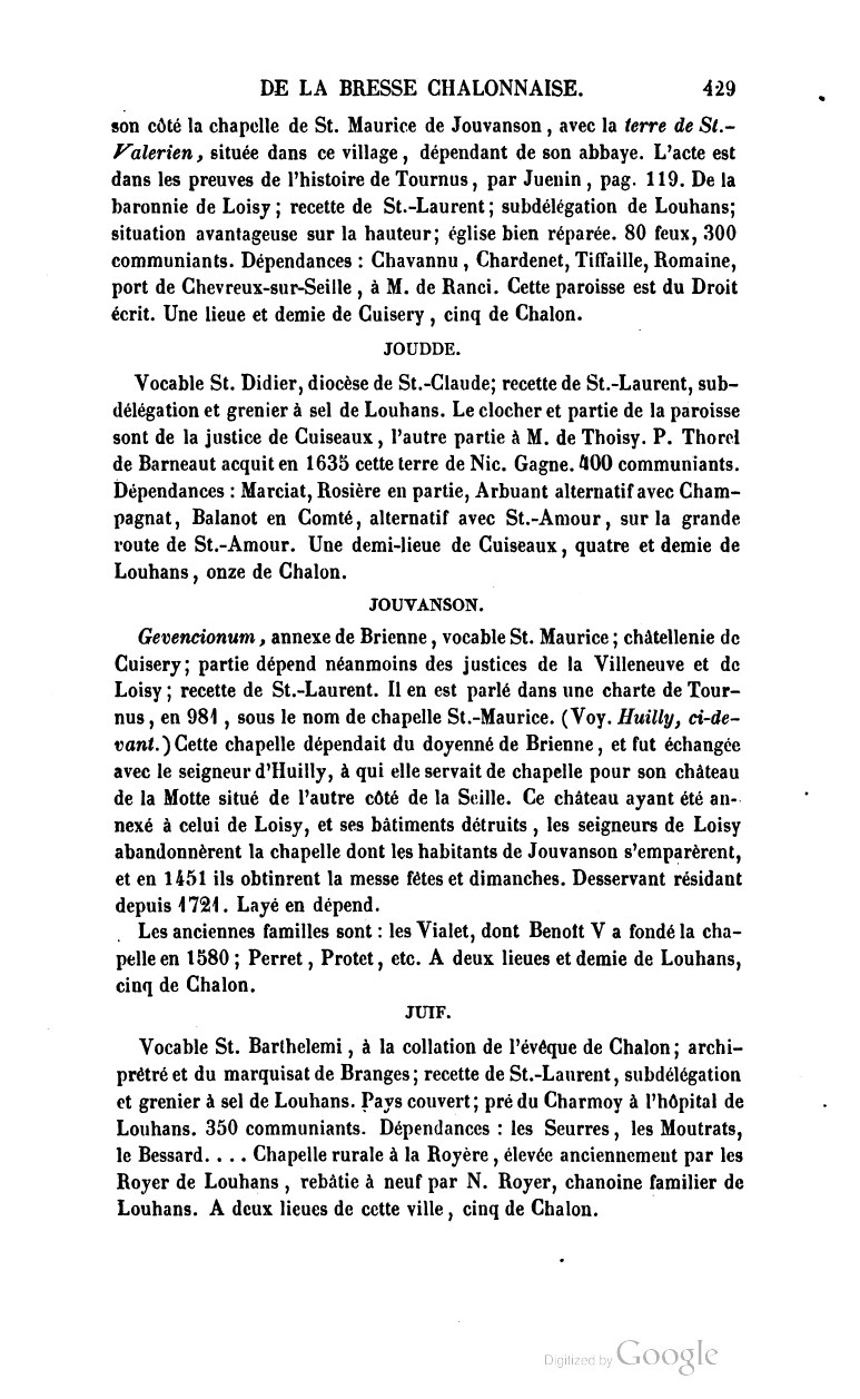 Page 429, fin de la description de Huilly-sur-Seille