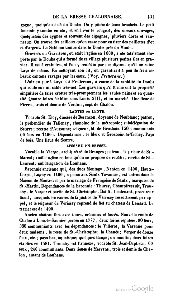 Page 431 contenant la description de Lessard-en-Bresse