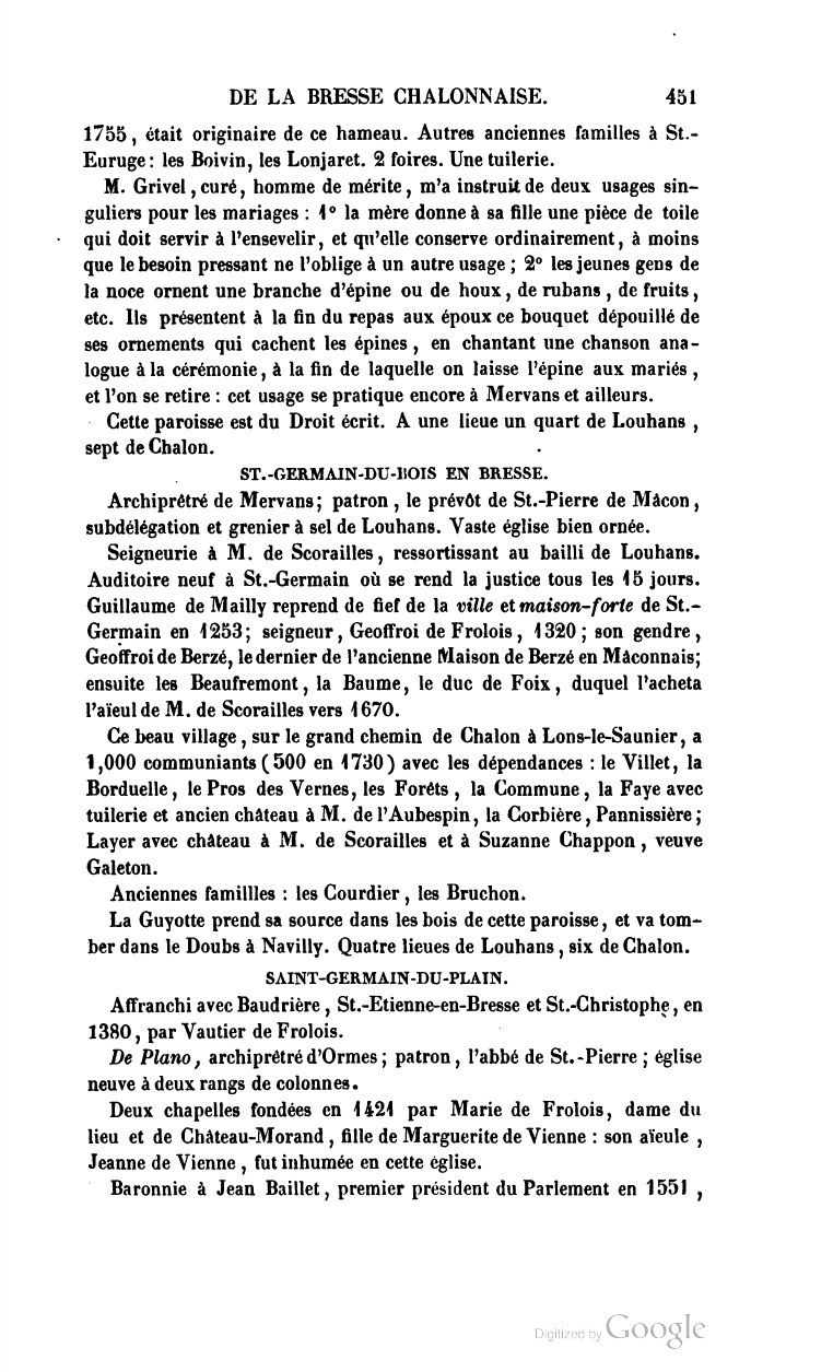 Page 451 contenant la description de Saint-Germain-du-Bois