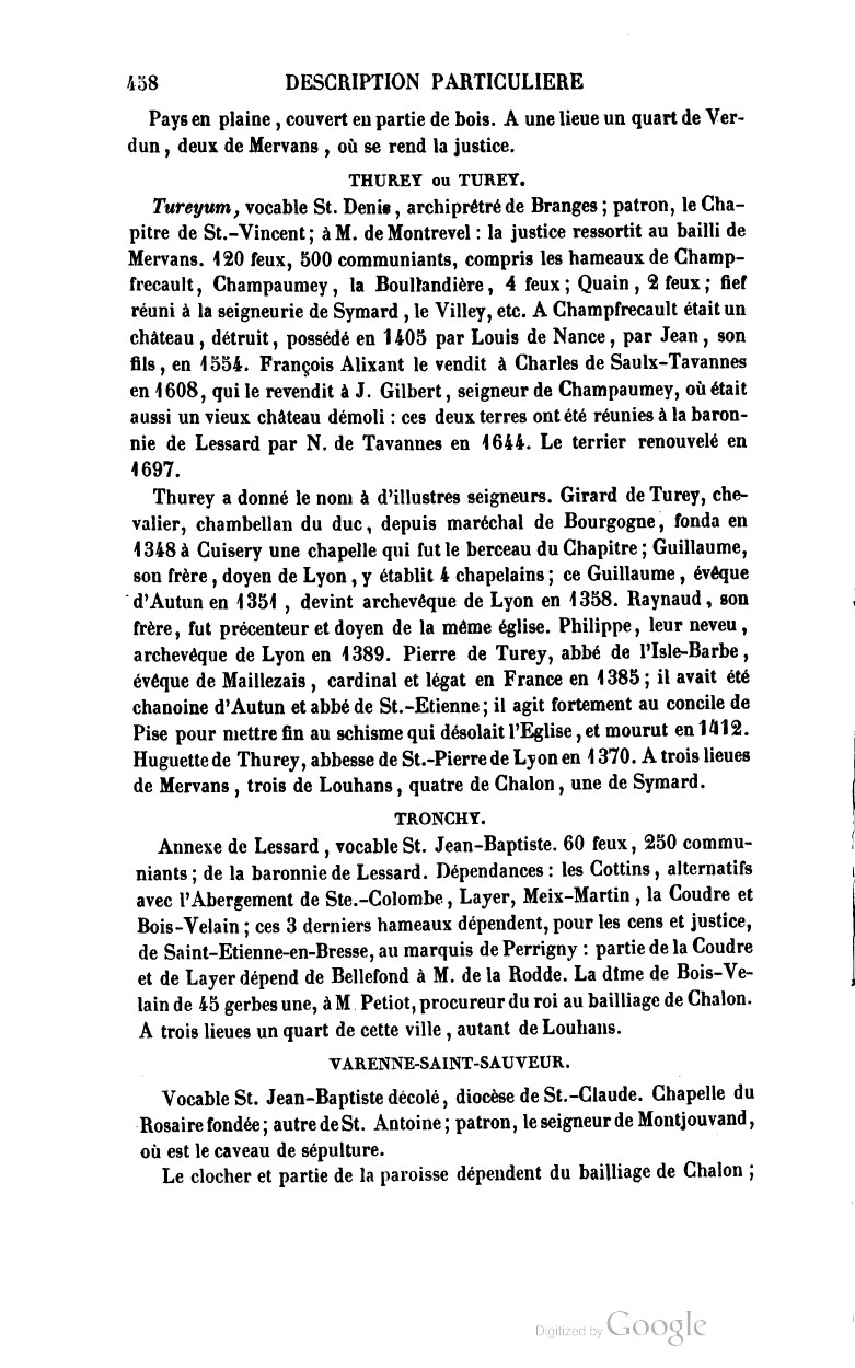Page 458 contenant la description de Thurey