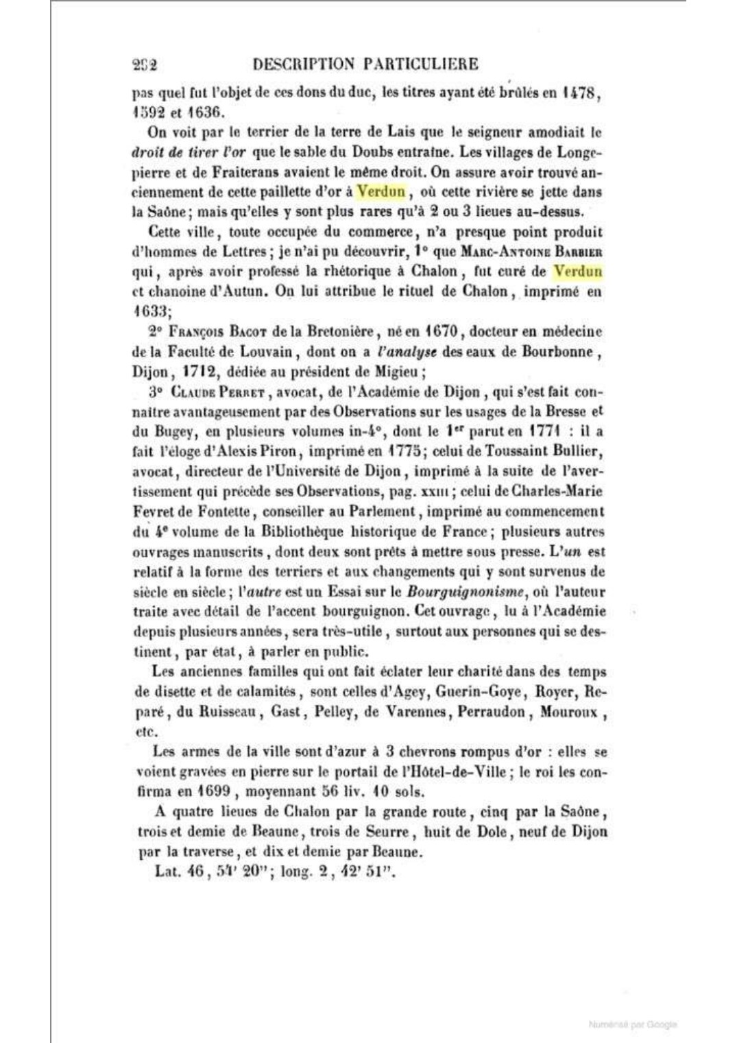 Page 292, fin de la description de Verdun